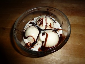 Ice Cream with Chocolate Syrup